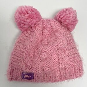 Turtle Fur Kids Girls Fluff Balls Double Pom Knit Beanie, Bubble Gum
